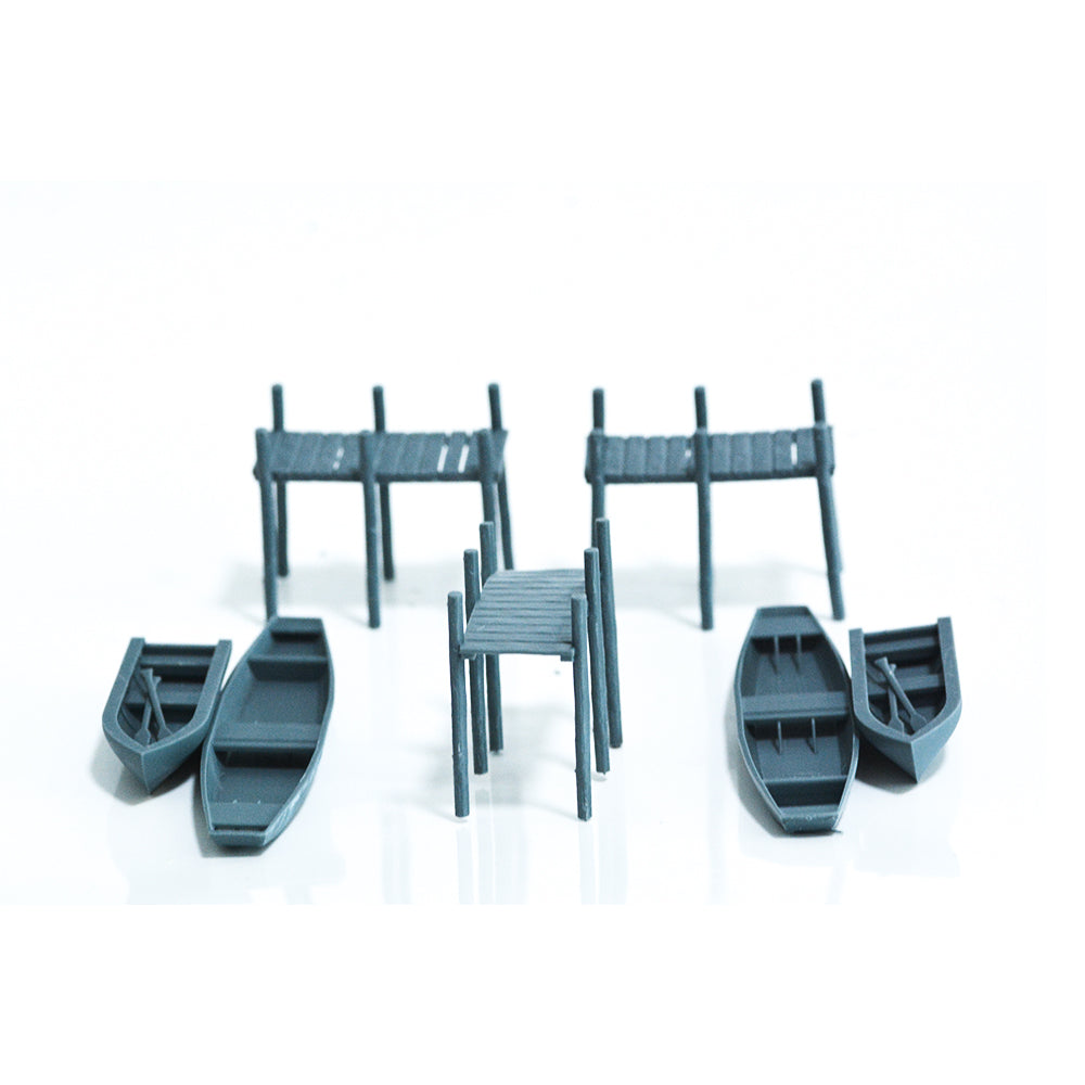 Yao's Studio LYTS038 Part Of The Dock Boats And Canoes Scene Of The Railway Train Layout. — detail view 2
