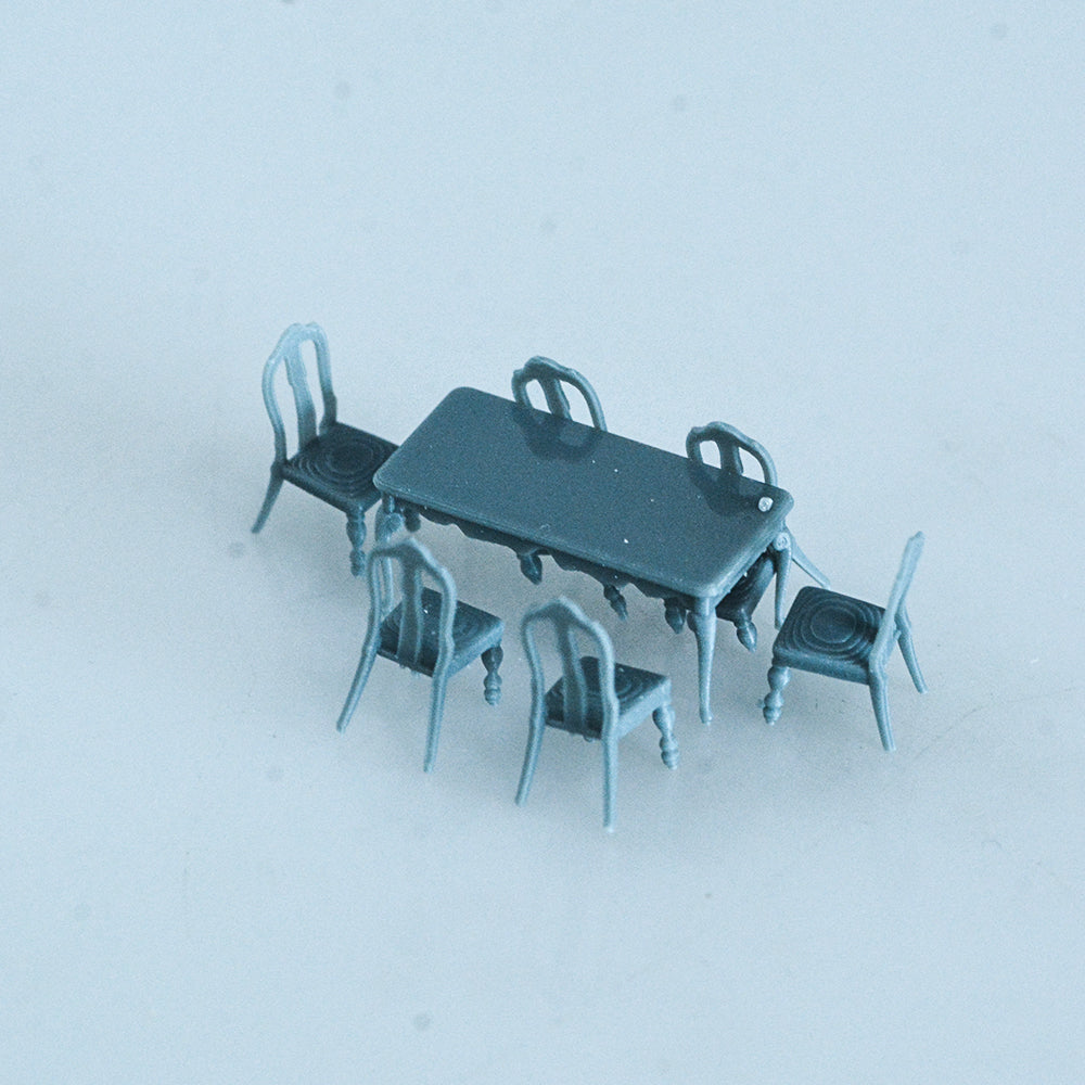 Yao's Studio LYTS002 Miniature Factory Building Military Car Railroad Track Accessory Props Diorama Scenery Long Dining Room Kitchen Table With 6 Chairs American Style Furniture Main image