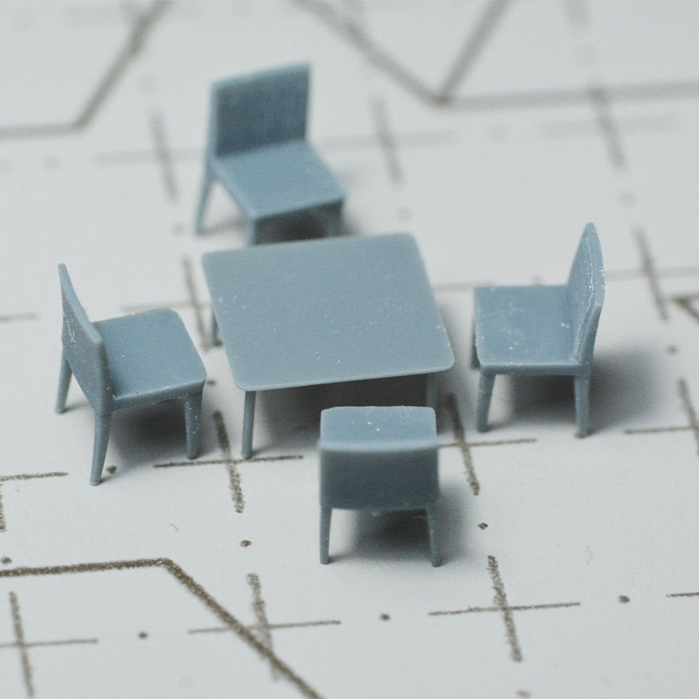 Yao's Studio LYTS028 Miniature Dock factory building Shipyard Display Tower Crane Kitchen Square Table And Chair Combination Dining Table With Chairs — detail view 2