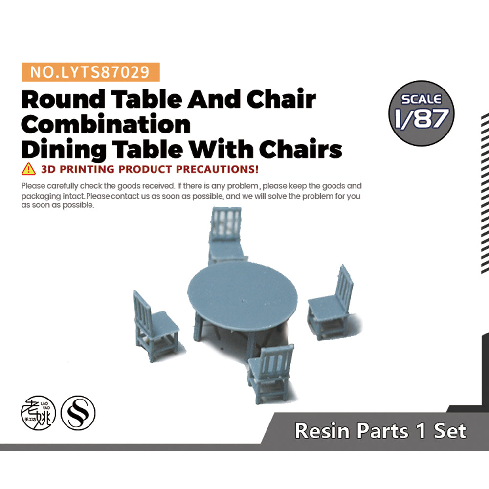 Yao's Studio LYTS029  Miniature Dock factory building Shipyard Display Tower Crane Round Table And Chair Combination Dining Table With Chairs — scale model kit