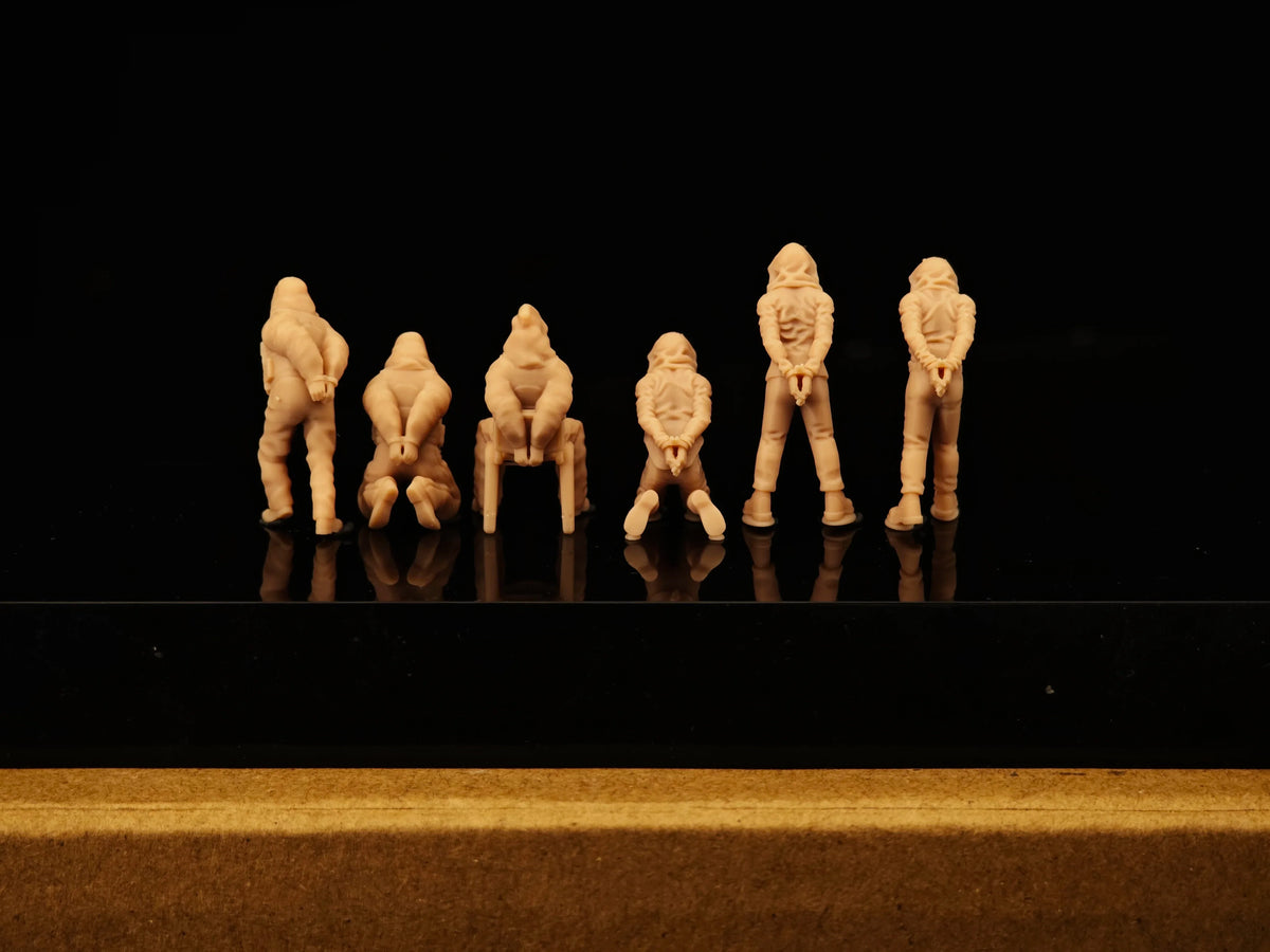 Modern hostage prisoners, miniature soldiers, 6-person group, white mold LSSNO223 1/35/48/64/72/87/100/144 — detail view 2