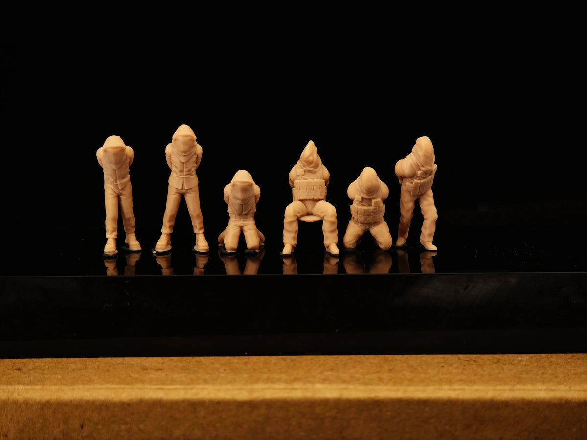 Modern hostage prisoners, miniature soldiers, 6-person group, white mold LSSNO223 1/35/48/64/72/87/100/144 — scale model kit
