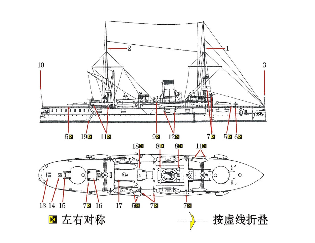 SSMODEL WM04059 Tsarist Russian Armored Cruiser Nakhimov 1/2000 Resin Model Set
