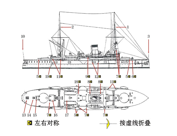 SSMODEL WM04059 Tsarist Russian Armored Cruiser Nakhimov 1/2000 Resin Model Set