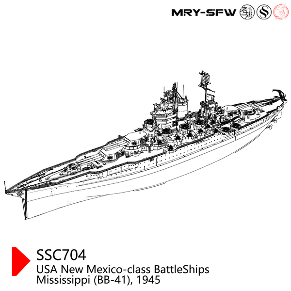 SSMODEL 704S Military Model Kit USS New Mexico Class Mississippi (BB-41) 1945 Battleship Full Hull