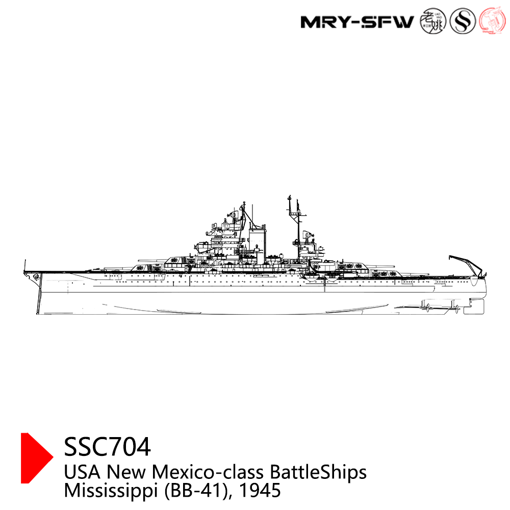 SSMODEL 704S Military Model Kit USS New Mexico Class Mississippi (BB-41) 1945 Battleship Full Hull
