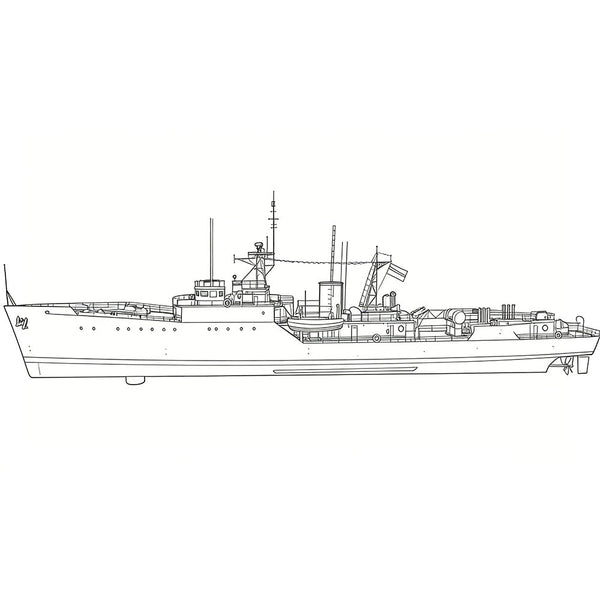 SSC151 Military Model INS Blackwood Class Frigate Water Line