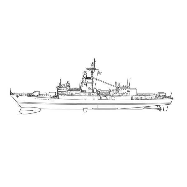 SSC163 Military Model USS Knox Class Frigate Water Line
