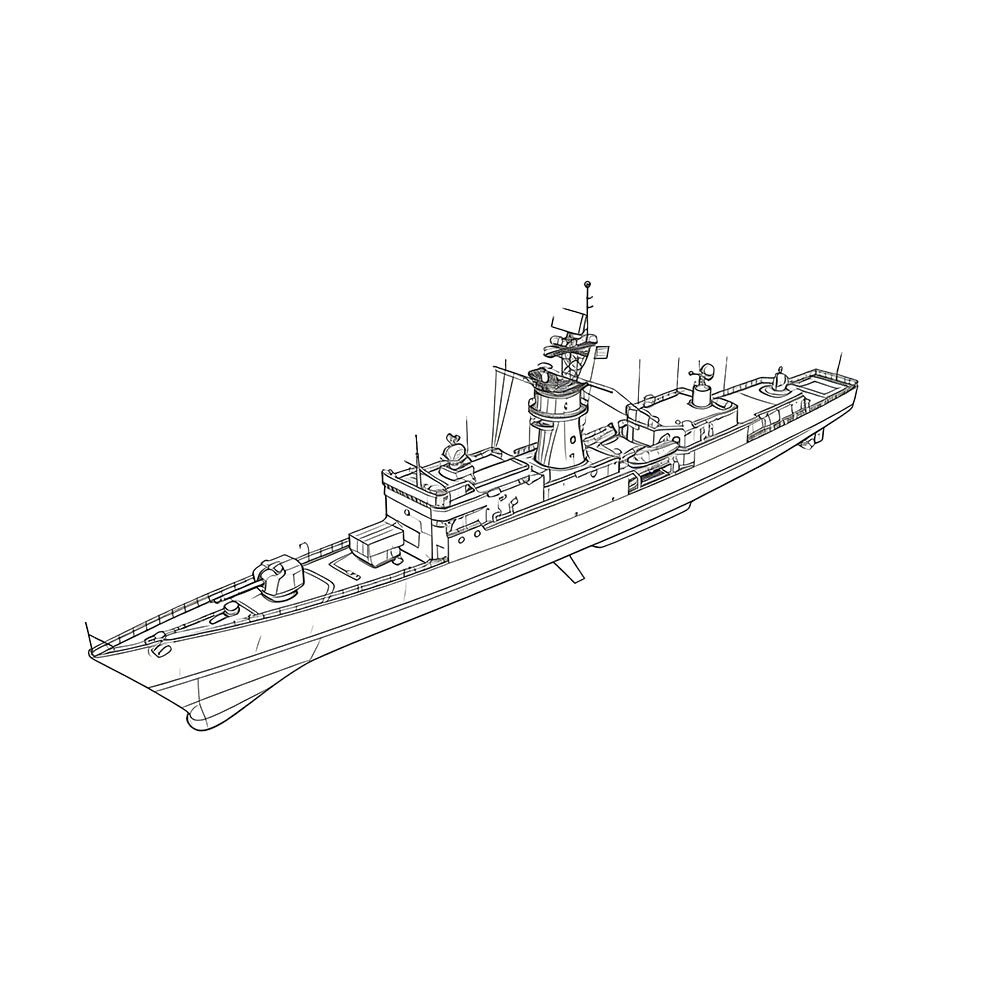 Detail view of SSC170 Military Model SNS Baleares Class Frigate Water Line Model