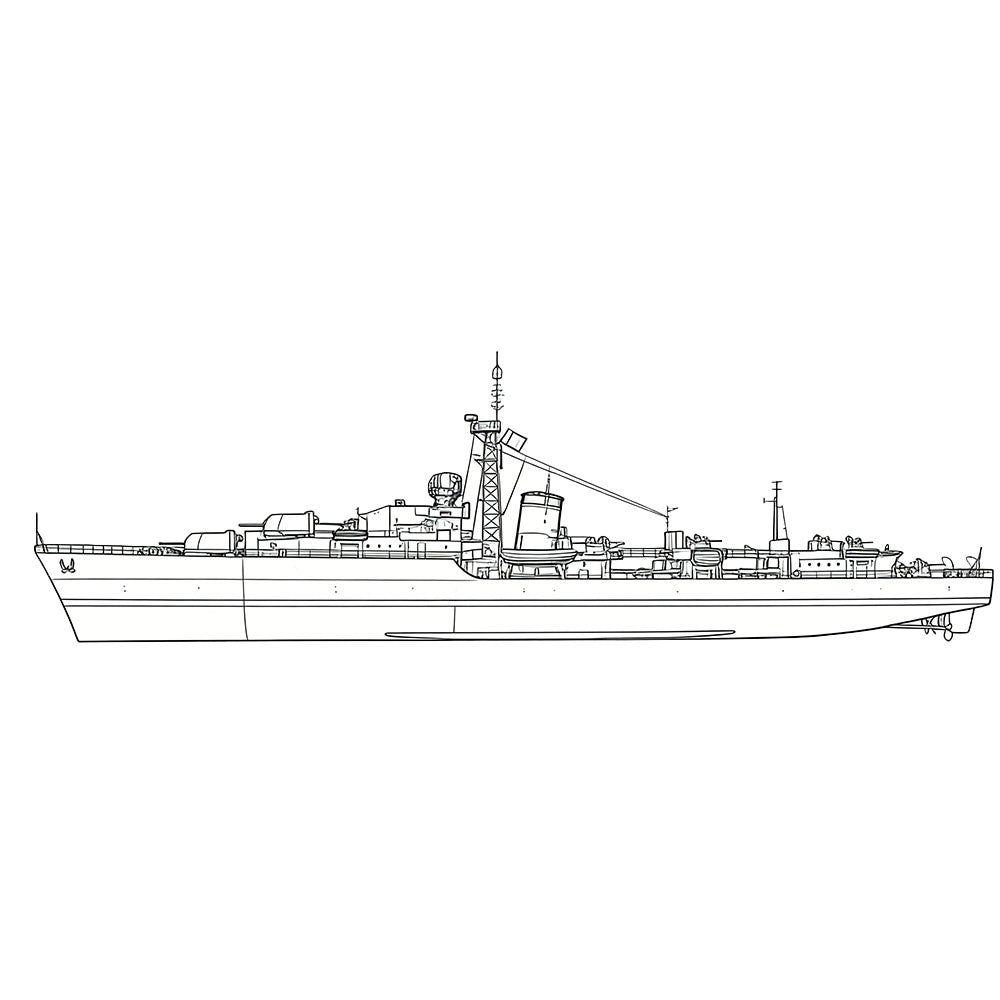 Detail view of SSC171 Military Model  HMS Battle Class Destroyer Water Line Model