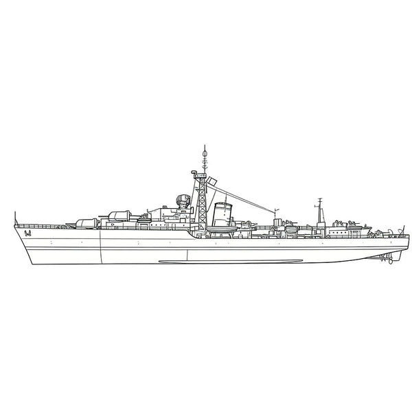 Detail view of SSC171 Military Model  HMS Battle Class Destroyer Water Line Model