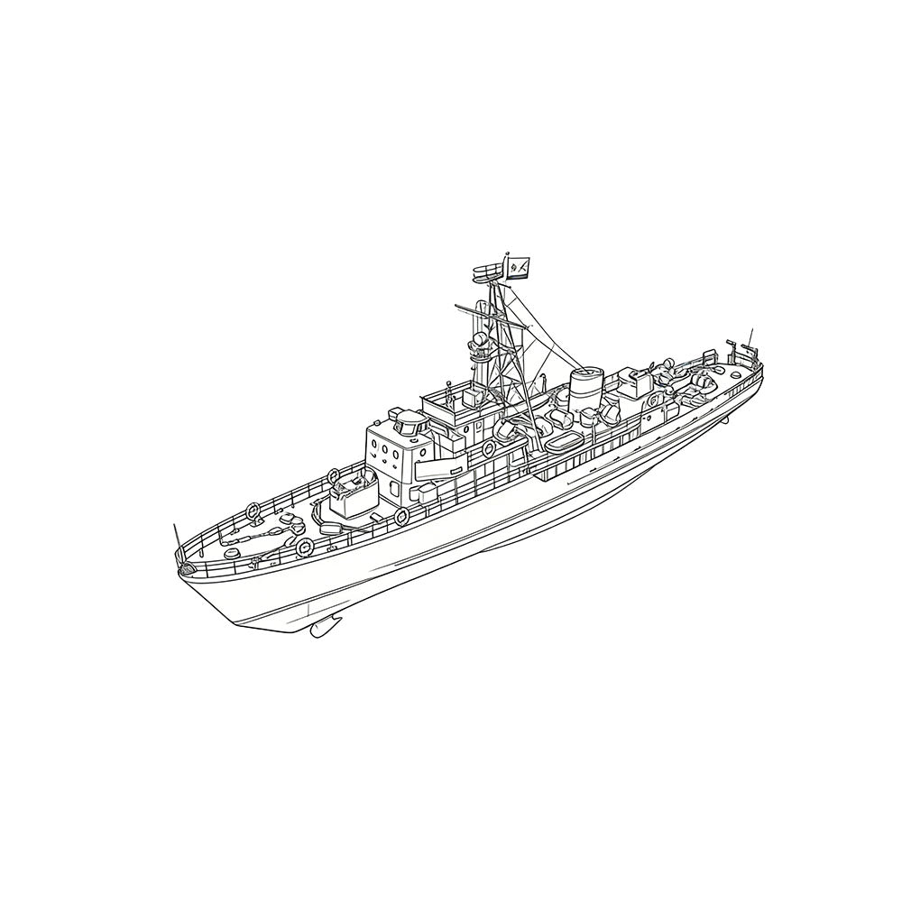 Detail view of SSC173S Military Model USSR Soviet Union T43 Class Minesweeper Full Hull Model