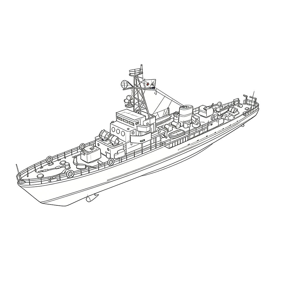 Detail view of SSC174S Military Model USSR Soviet Union T43K Class Minesweeper Full Hull Model