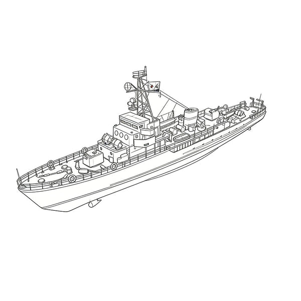 Detail view of SSC174S Military Model USSR Soviet Union T43K Class Minesweeper Full Hull Model