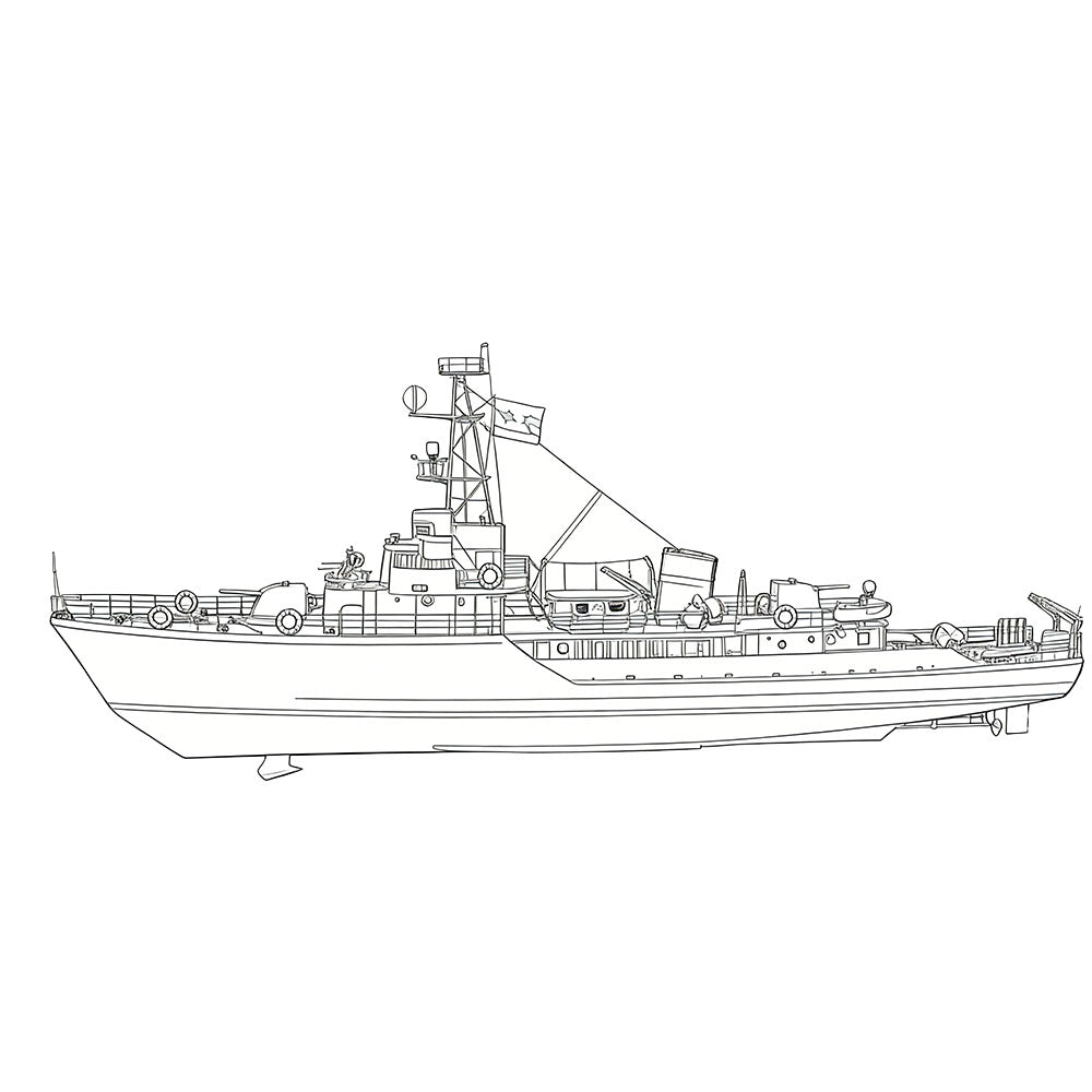 Detail view of SSC174S Military Model USSR Soviet Union T43K Class Minesweeper Full Hull Model