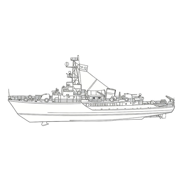 Detail view of SSC174S Military Model USSR Soviet Union T43K Class Minesweeper Full Hull Model