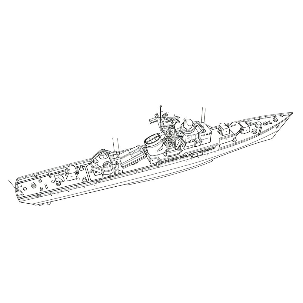 Detail view of SSC175 Military Model CNS Chengdu Class Frigate Water Line Model