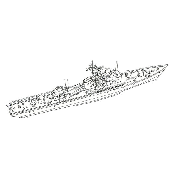 Detail view of SSC175 Military Model CNS Chengdu Class Frigate Water Line Model