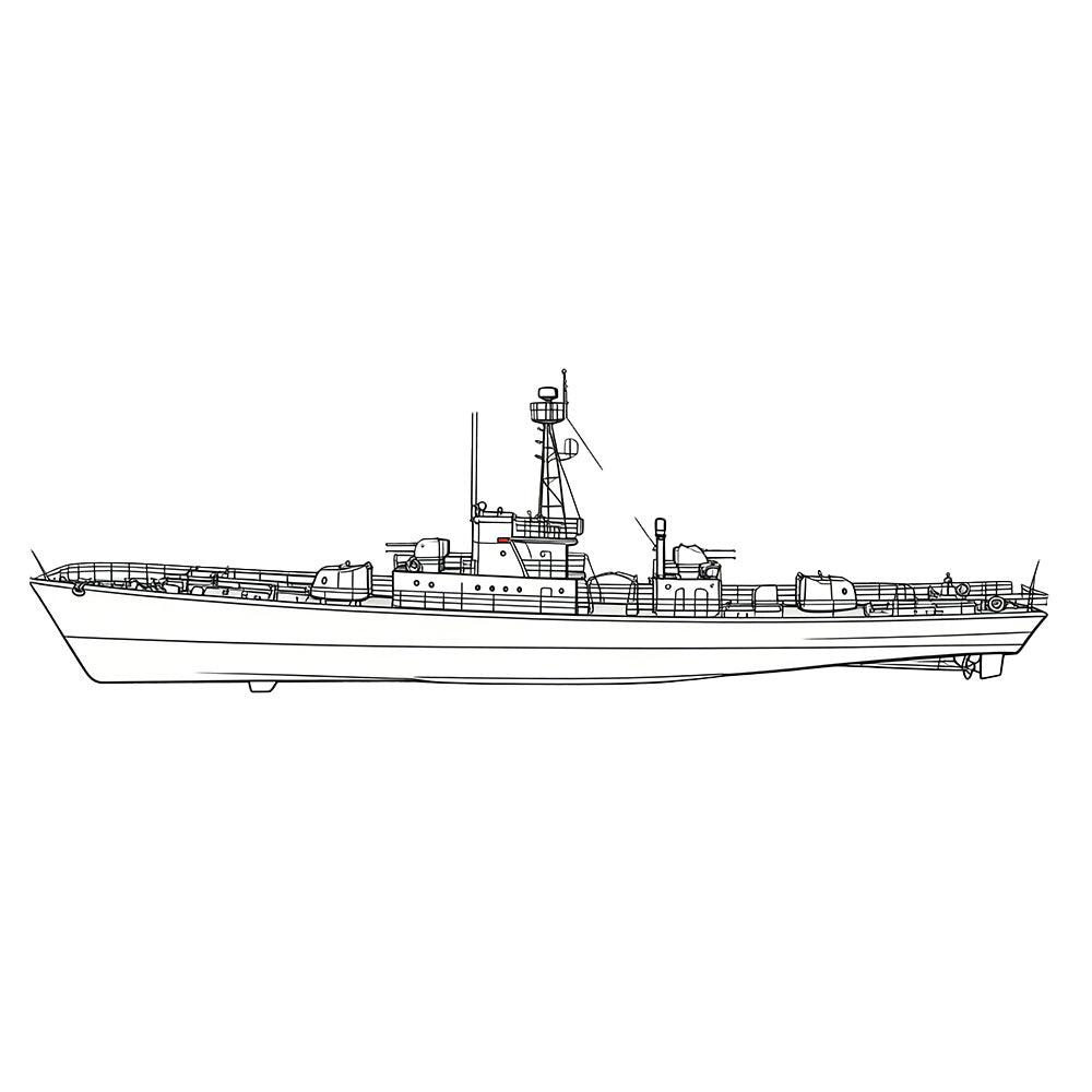 Detail view of SSC176 Military Model CNS Hainan Class Submarine Chaser Water Line Model