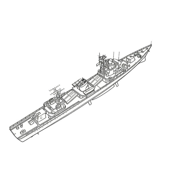 Detail view of SSC178S Military Model CNS Jianghu II Class Frigate Full Hull Model