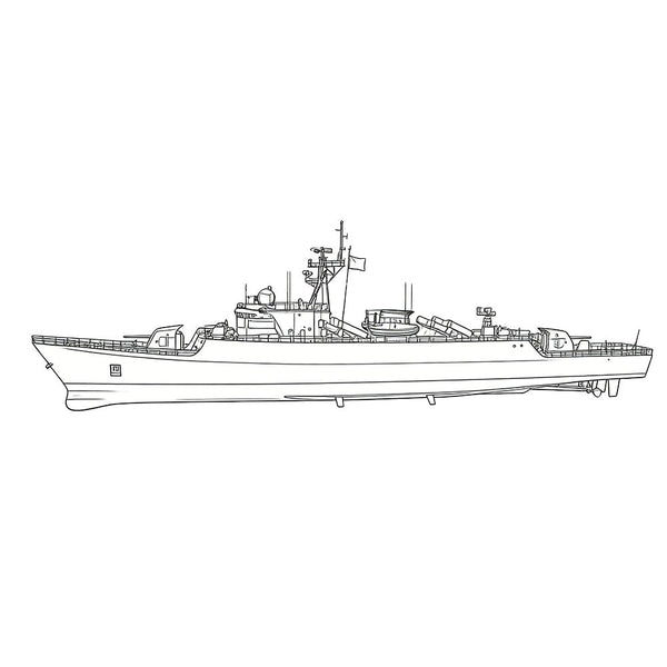 Detail view of SSC179S Military Model CNS Jianghu III Class Frigate Full Hull Model