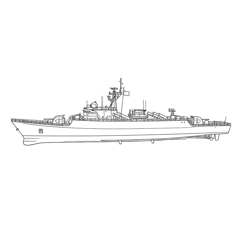 Detail view of SSC179  Military Model CNS Jianghu III Class Frigate Water Line Model