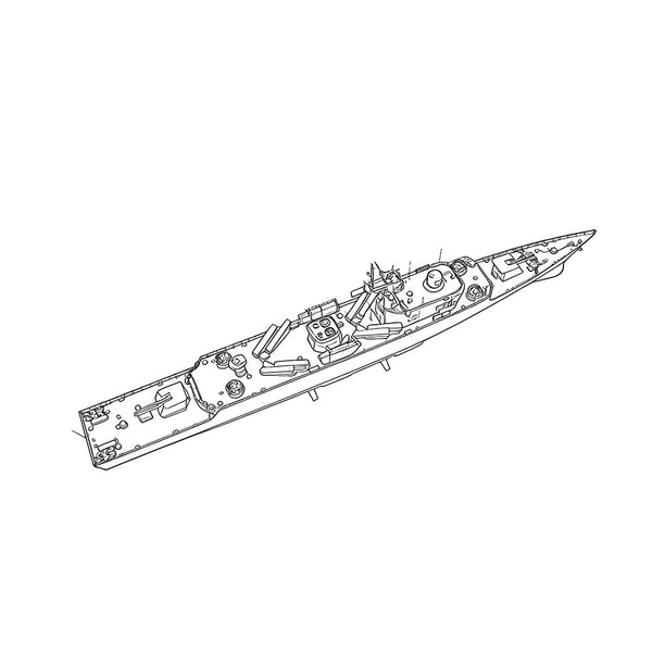 Detail view of SSC179  Military Model CNS Jianghu III Class Frigate Water Line Model