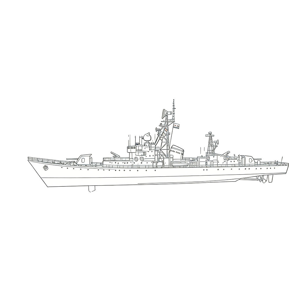 Detail view of SSC181Military Model CNS Jiangdong Class Frigate Water Line Model