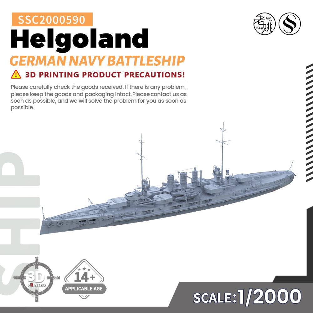 SSMODEL 590 Military Warship Model Kit German Navy Helgoland Battleship — scale model kit