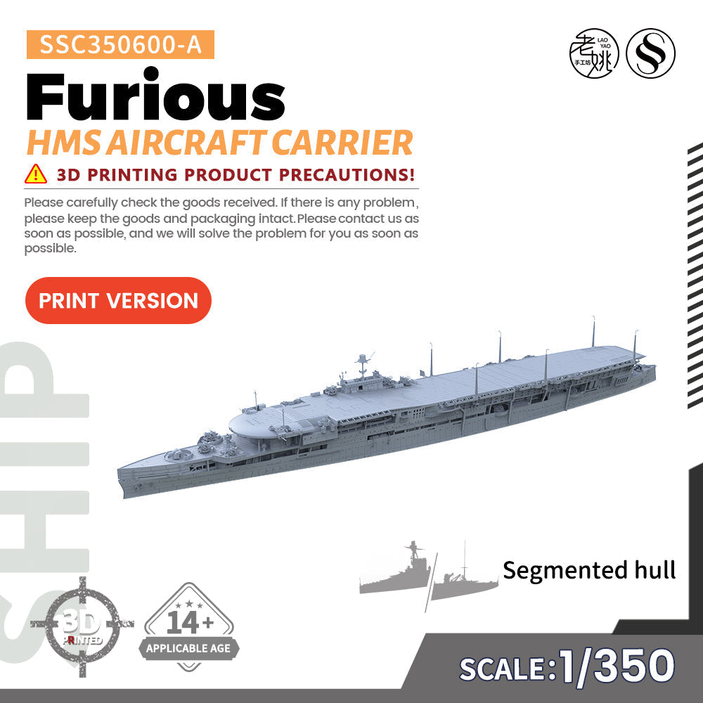 SSMODEL SSC600   Military Model Kit HMS Furious Aircraft Carrier — scale model kit