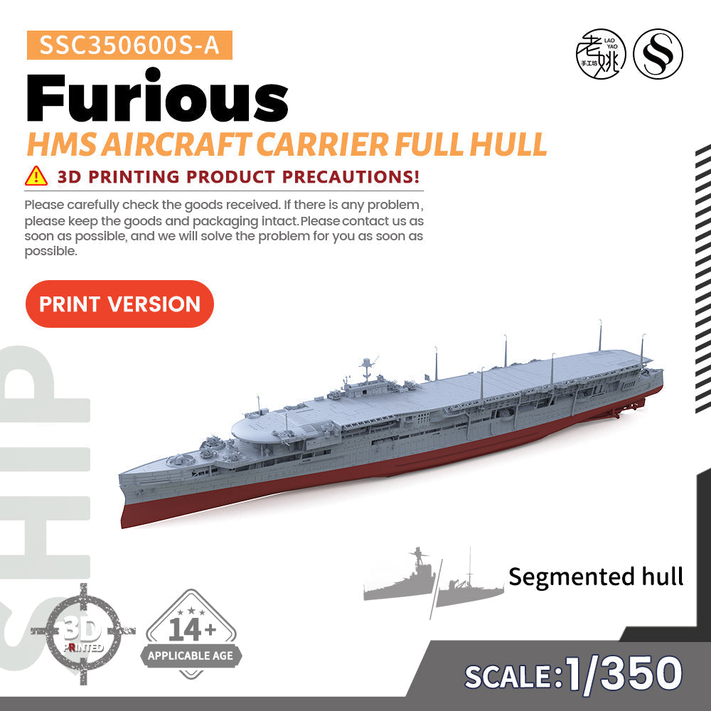 SSMODEL SSC600S   Military Model Kit HMS Furious Aircraft Carrier Full Hull — scale model kit