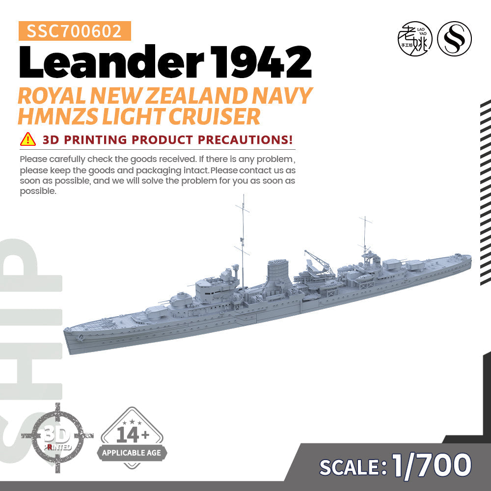 SSMODEL SSC602 Military Warship Model Kit Royal New Zealand Navy HMNZS Leander 1942 Light Cruiser — scale model kit
