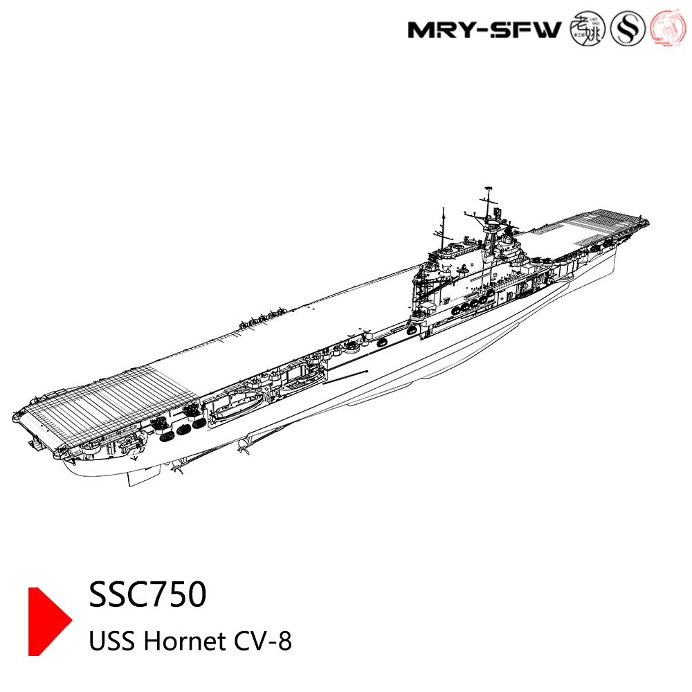 MRY-SFW 750S Military Model Kit USS Hornet CV-8 Aircraft Carrier Full Hull Secondary image
