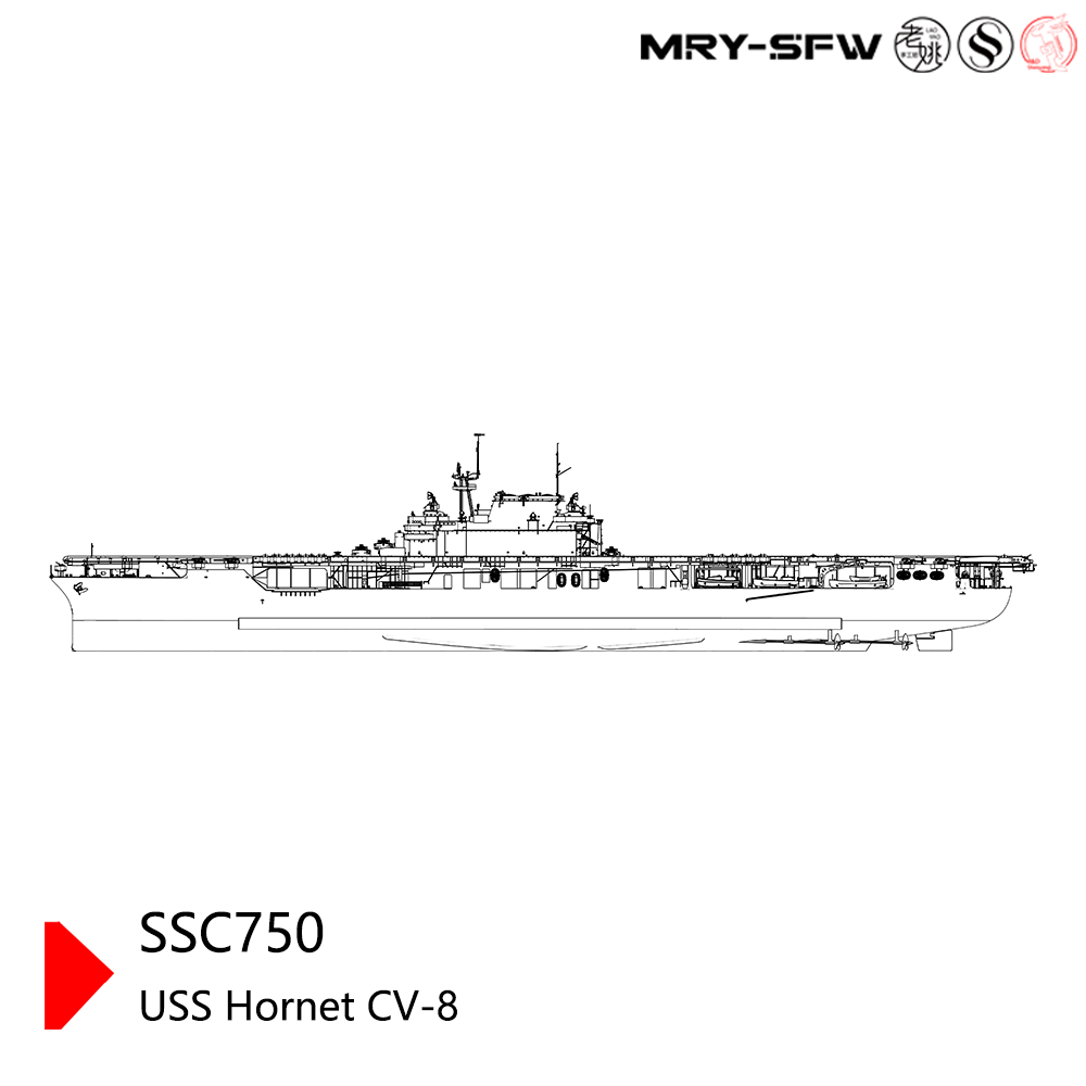 MRY-SFW 750S Military Model Kit USS Hornet CV-8 Aircraft Carrier Full Hull — detail view 4