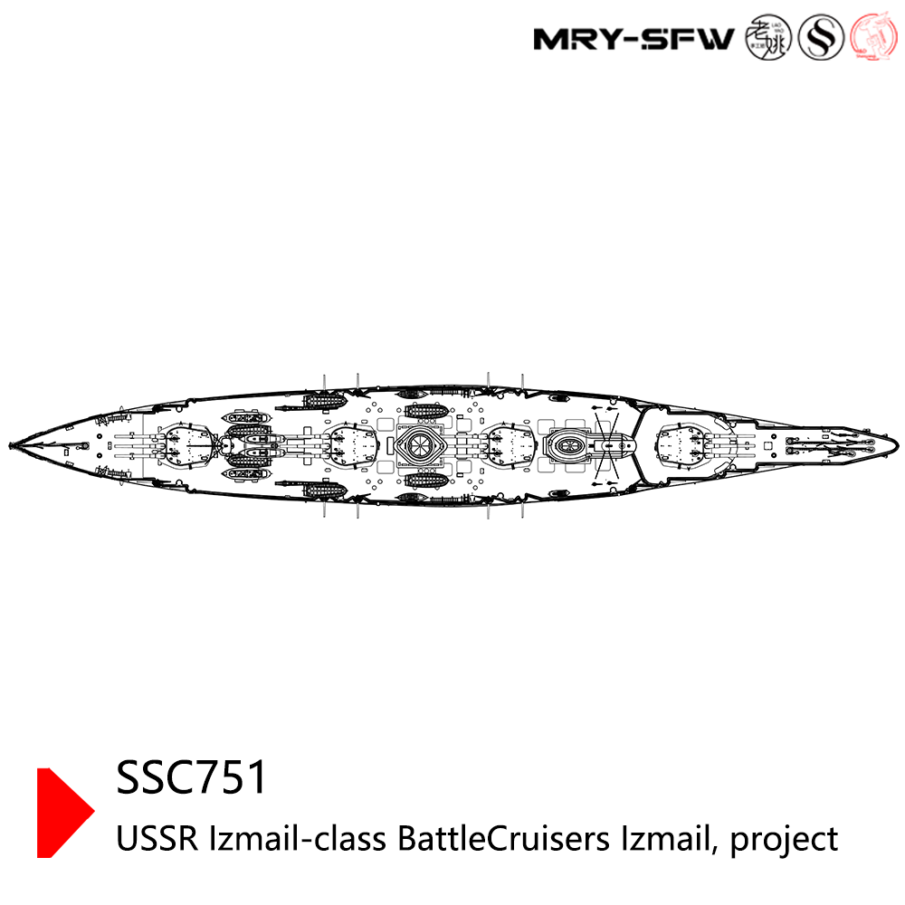 MRY-SFW SSC751 Military Model Kit USSR Izmail-Class Battle Cruisers Izmail, Project Water Line Secondary image
