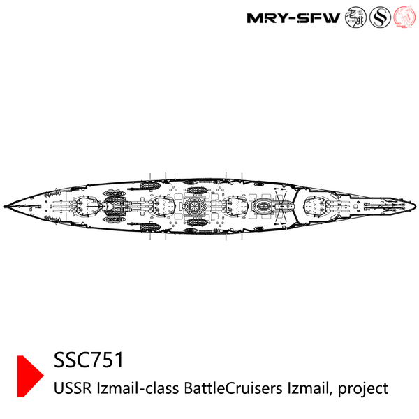 MRY-SFW SSC751 Military Model Kit USSR Izmail-Class Battle Cruisers Izmail, Project Water Line