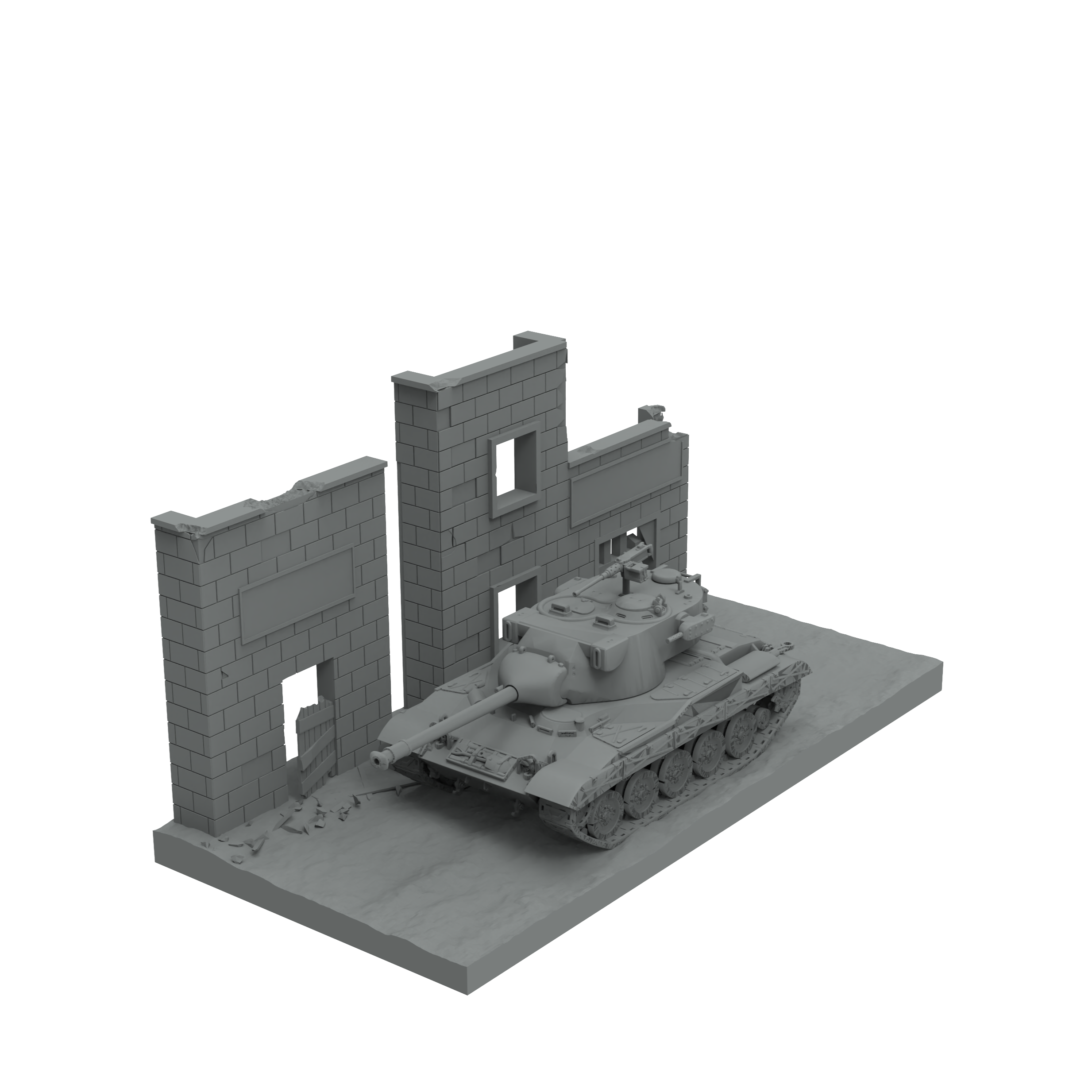 SSMODEL SST403 Miniature Sand Table-Mini Tank Scene Platform-Ruins 03 — scale model kit