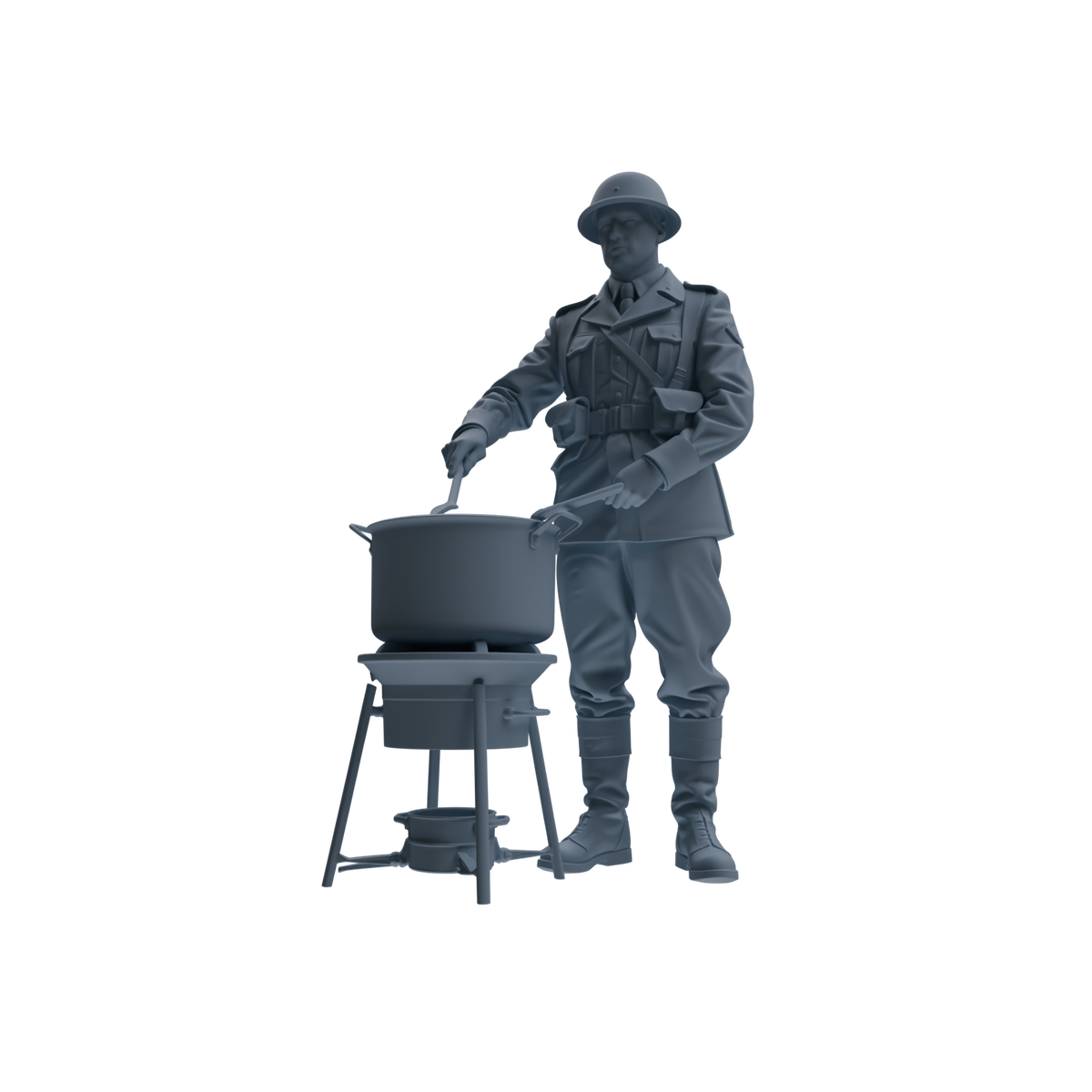 MRY-SFW SSTR222 WWII French Army Logistics Soldier Picnic Three-Person Group — detail view 2