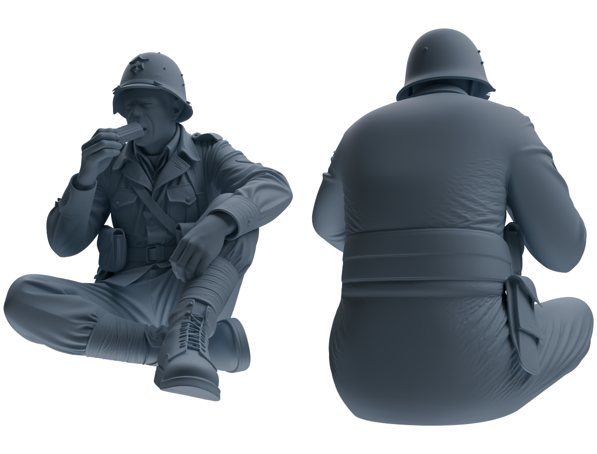 MRY-SFW SSTR068 Miniatures Soldier Model Kit Saving Ryan in Normandy WWII U.S. Army Six-Person Eating Group — detail view 2