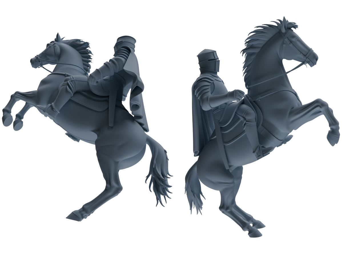MRY-SFW SSTR089 Miniatures Soldier Model Kit Medieval Knight Four-Person Horseback Riding Group — detail view 2