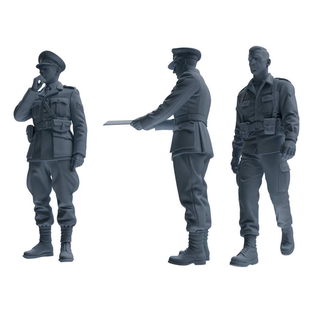 MRY-SFW SSTR180 Miniatures Soldier Model Kit Officer Pose Modern Model 3 pcs