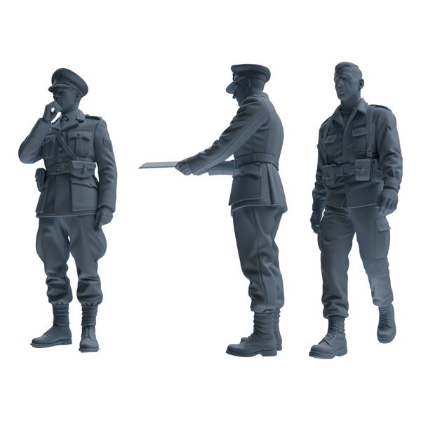 MRY-SFW SSTR180 Miniatures Soldier Model Kit Officer Pose Modern Model 3 pcs