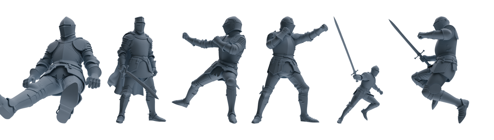 MRY-SFW SSTR098 Miniatures Soldier Model Kit Medieval Knight Six-Person Battle Group — scale model kit