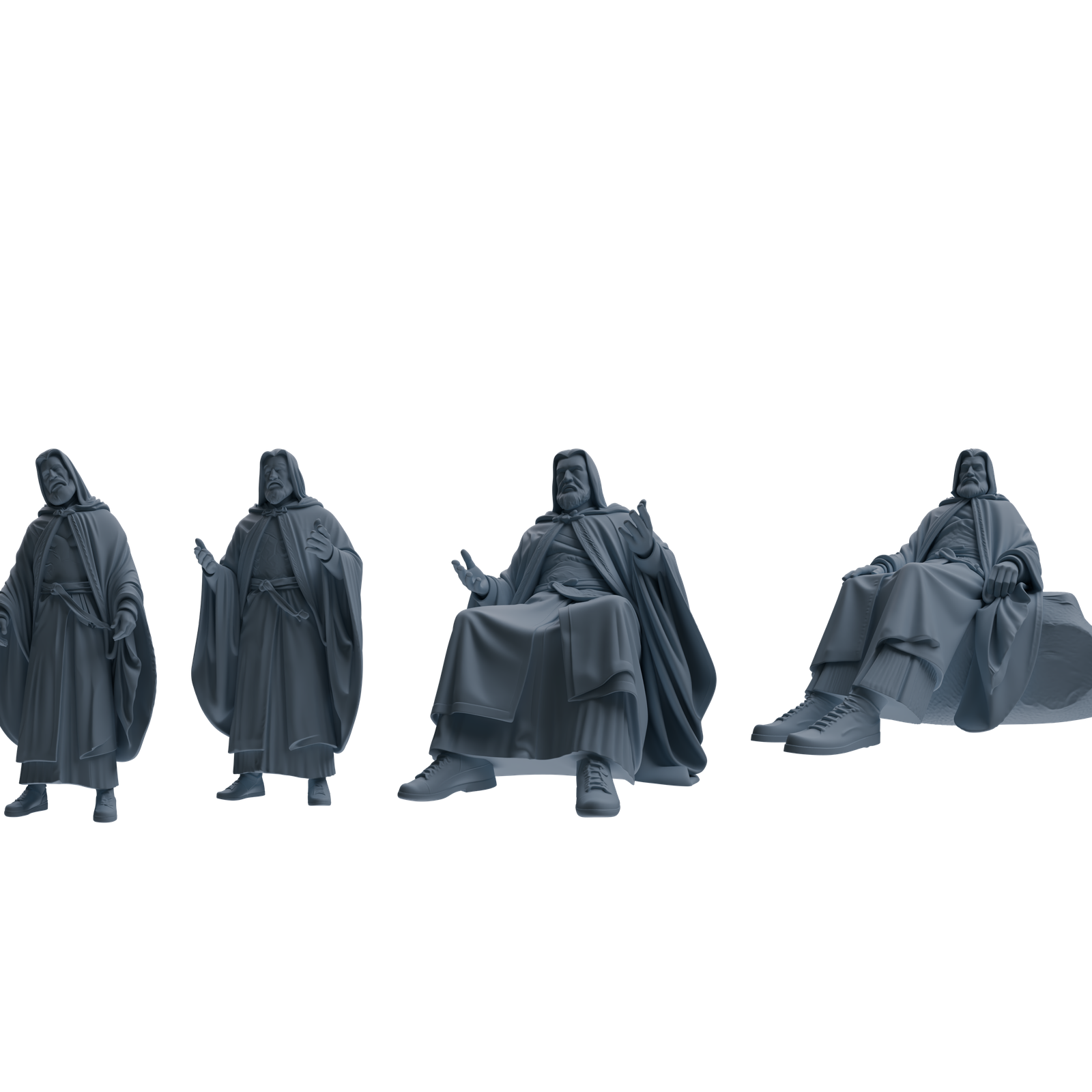 MRY-SFW SSTR288 Medieval Merlin Wizard Conversation Four-Person Group Main image