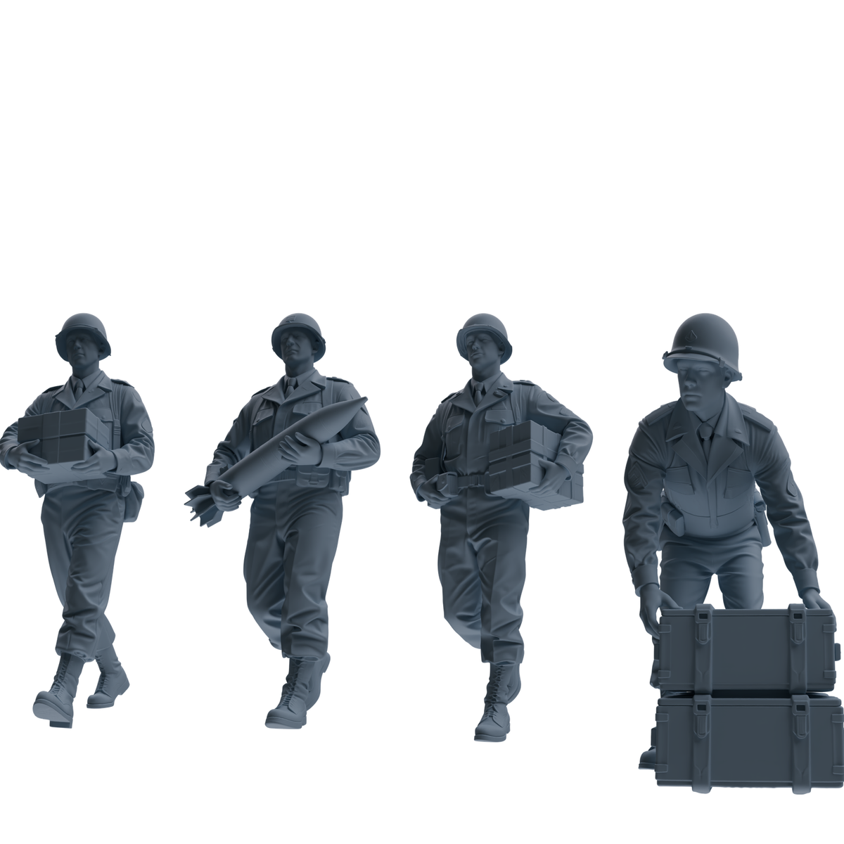 MRY-SFW SSTR225 WWII U.S. Army Logistics Soldier Logistics Four-Person Group — scale model kit