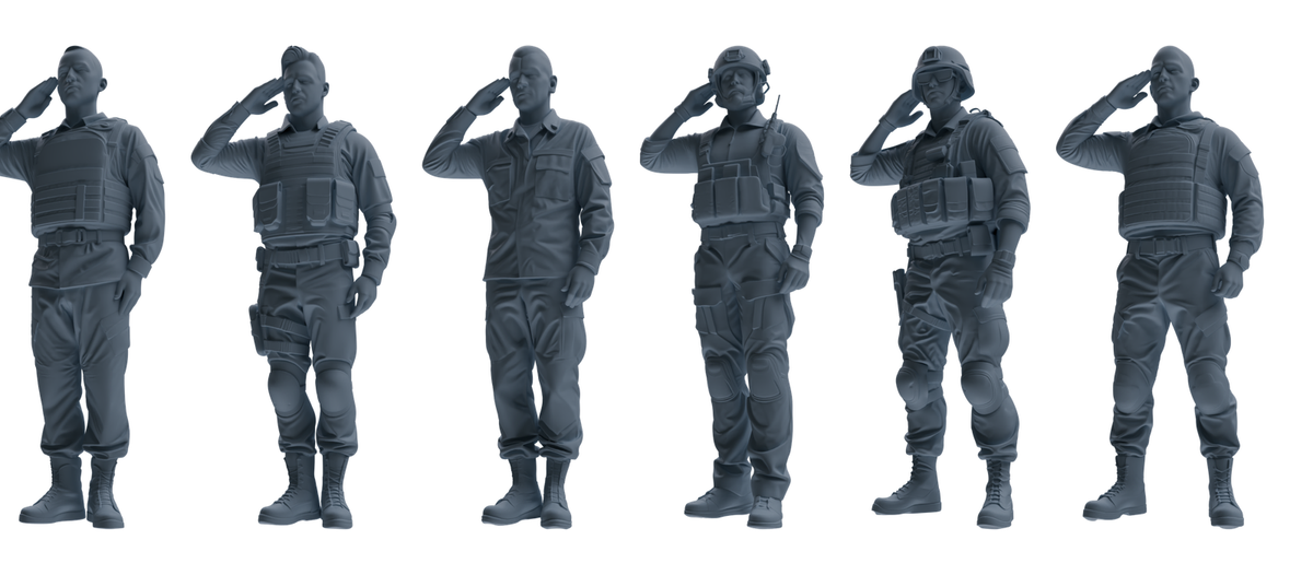 MRY-SFW SSTR029 Miniatures Soldier Model Kit 1993 Mogadishu Black Hawk Helicopter Soldier Saluting Six-Person Group — scale model kit
