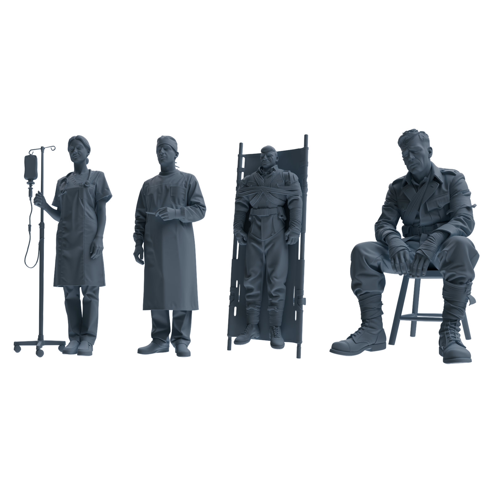 MRY-SFW SSTR206 Miniatures Soldier Model Kit Field Medical Scene Soldier Model 4 pcs Main image