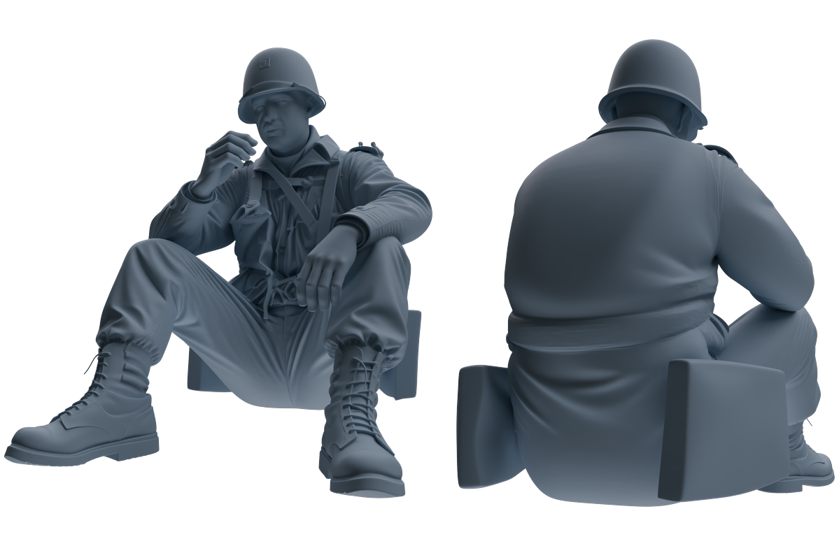 MRY-SFW SSTR068 Miniatures Soldier Model Kit Saving Ryan in Normandy WWII U.S. Army Six-Person Eating Group — detail view 3