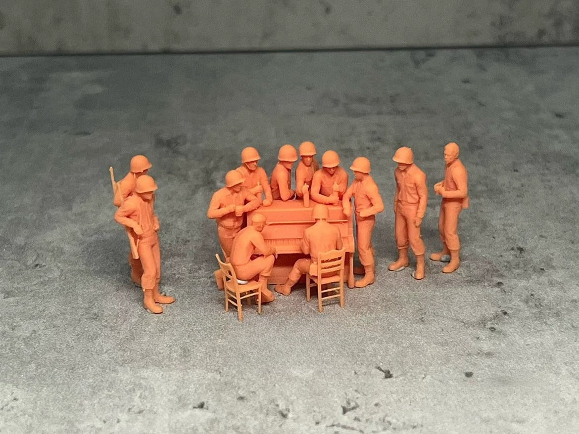 WWII US Army Piano Soldier Figures: 12-person group plus piano and stool LSSNo24 1/35/48/64/72/87/100/144 Main image
