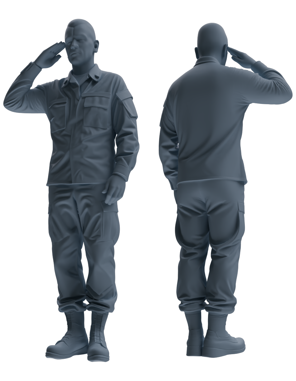 MRY-SFW SSTR029 Miniatures Soldier Model Kit 1993 Mogadishu Black Hawk Helicopter Soldier Saluting Six-Person Group — detail view 4
